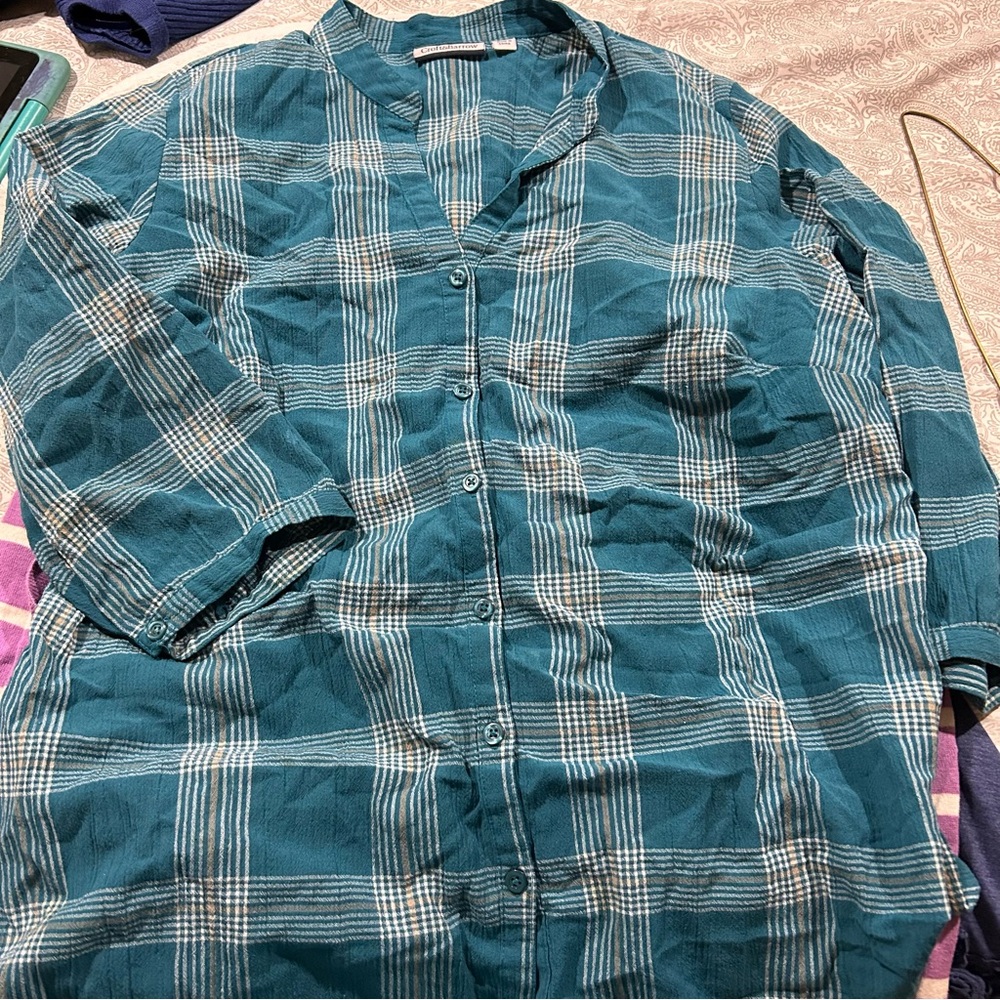 Croft & Barrow Teal Checkered Shirt